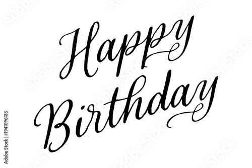 Happy Birthday - 手書き風の筆記体でおしゃれに書いた、「Happy Birthday（誕生日おめでとう）」のロゴマーク、カリグラフィー

