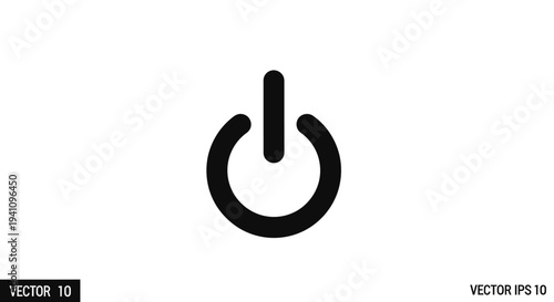 Black power button icon symbol.