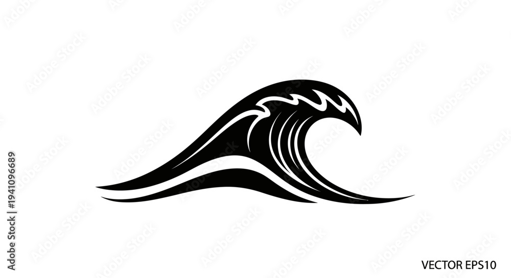 Naklejka premium Black wave graphic design element.