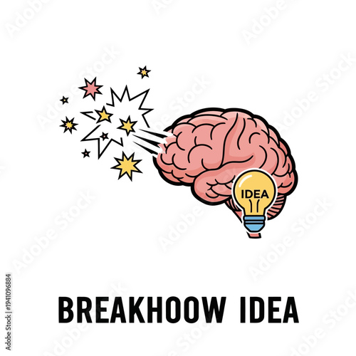 Brain with lightbulb idea generation.