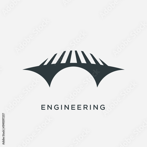 Sleek Abstract Bridge Engineering Logo Design on Isolated White Background
