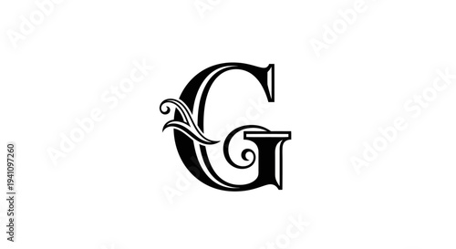 Decorative letter G with floral design.
