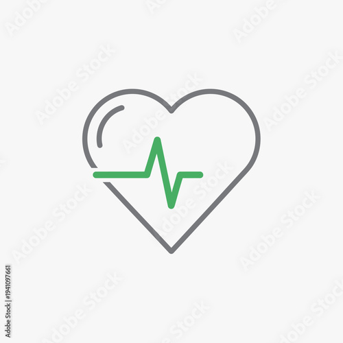 Green heart rate line icon symbol.