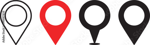 Map pin and location pointer black white