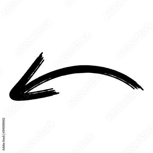 Hand-drawn black arrow on white background, brush stroke style