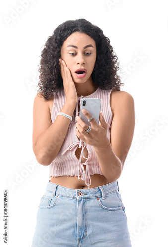 Surprised young African-Ame...