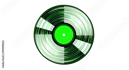 Vintage Vinyl Record with Green Center, Retro Music Disc