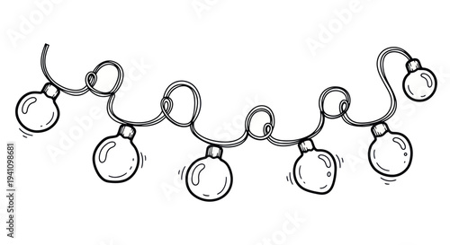 Hand-drawn String Lights Illustration - Festive Decoration, Holiday & Celebration