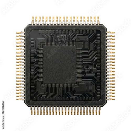 Canvastavla Detailed macro view of a black microchip processor