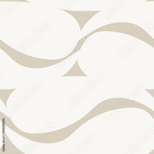 Minimalist Wave Pattern Design Textile Print Beige And White
