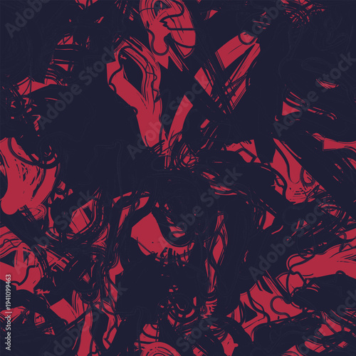 Brushstroke Pattern Red And Black Design For Fashion Textiles And Homeware