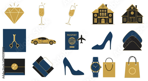 Luxury travel and fashion icons.