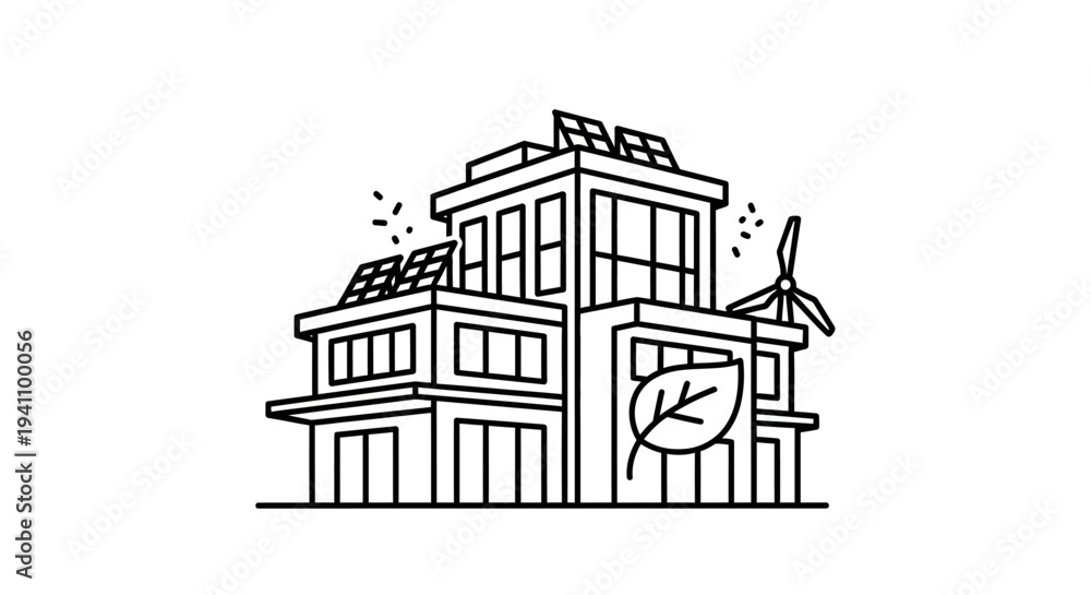 Naklejka premium Modern house with solar panels roof.