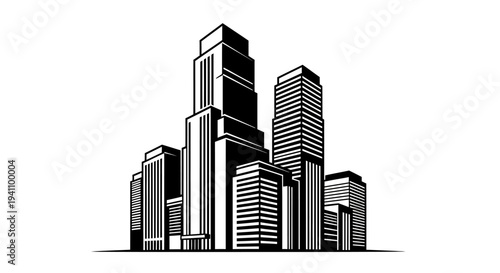 Modern city skyscrapers in black.