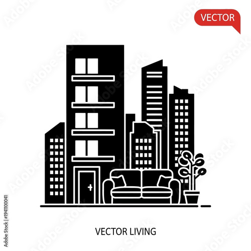 Modern City Living Room Interior Design.