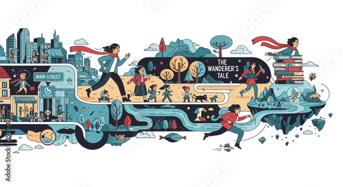 People running on a bus exterior.