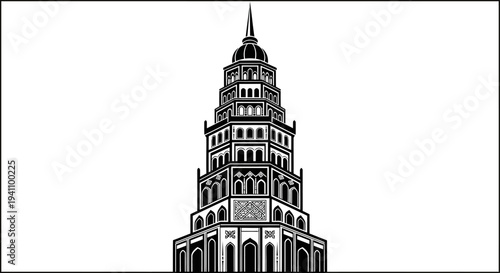 Pisa Tower Architectural Landmark Illustration.