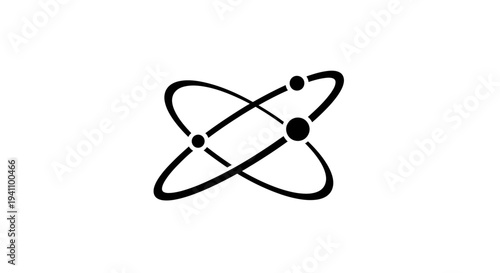 Simple black atom symbol illustration.
