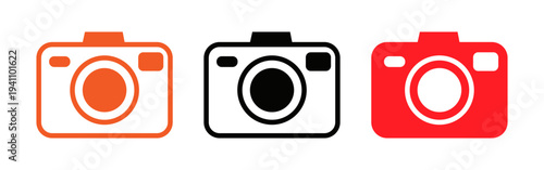 three colorful camera vector icons