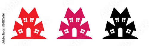 spooky haunted house vector icons