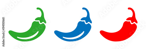 set of colorful chili pepper icons