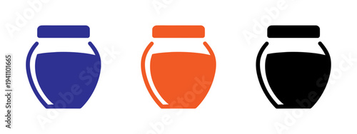 set of colorful jar pot vector icons