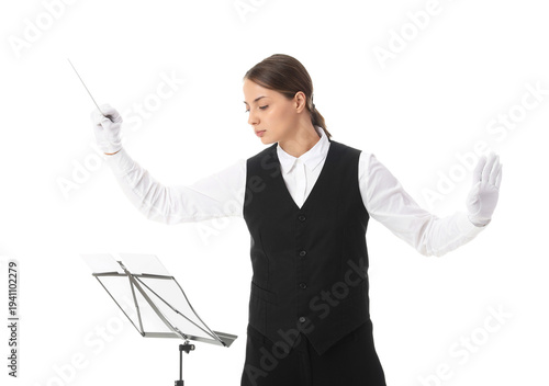 Young female conductor with...
