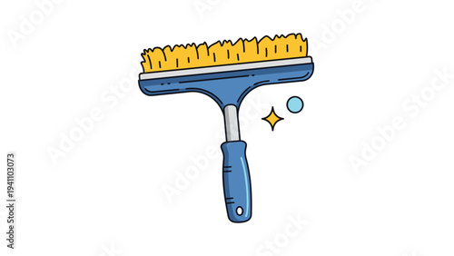 Handheld cleaning brush with blue bristles and a sturdy handle with a hanging hole shown on a white background.
