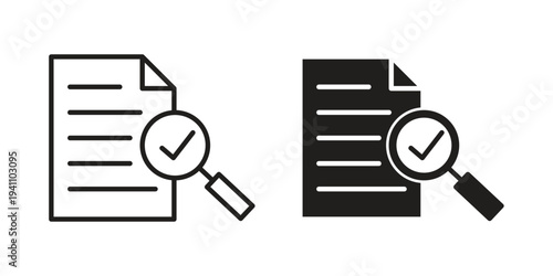Audit icon, line pictogram on white.