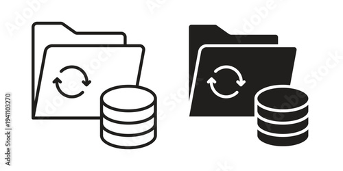 Backup icon, line pictogram on white.