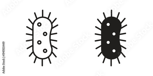 Bacteria icon, line pictogram on white.