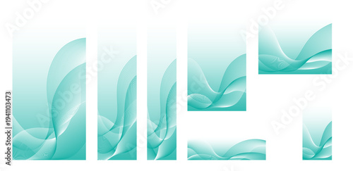 緑の波形ライン　アブストラクト背景03　テンプレートセット