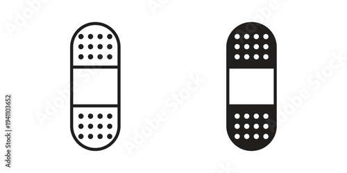 Band aid icon, line pictogram on white.