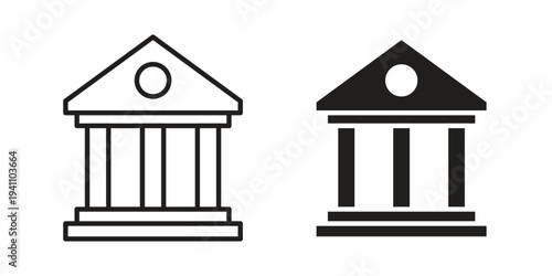 Bank icon, line pictogram on white.