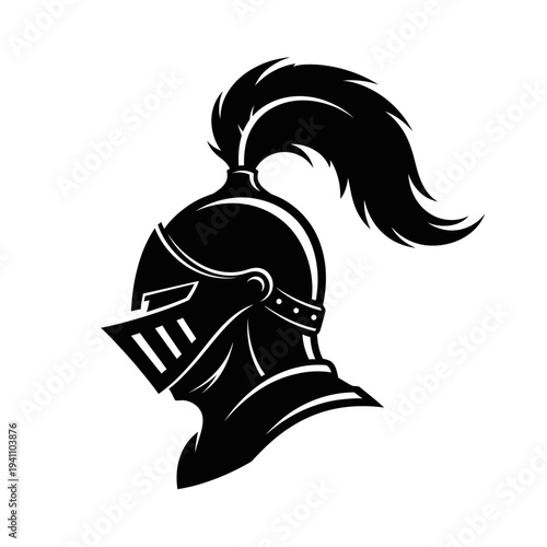 Medieval knight helmet with plume crest.