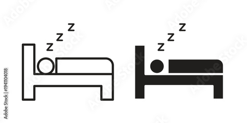 Bedtime icon, line pictogram on white.