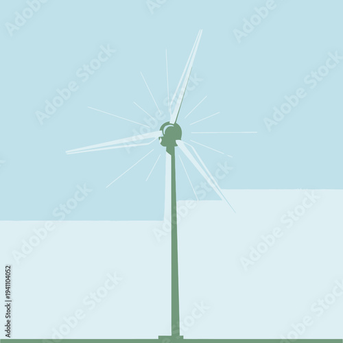Wind turbine with three blades rotating.