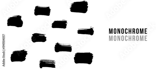 墨の筆跡 ブラシストローク セット 和風装飾パーツ ベクター