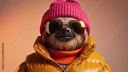 Cool Sloth in Winter Gear.