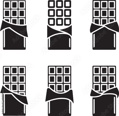 set of chocolate bar icon vector illustration isolated on white background