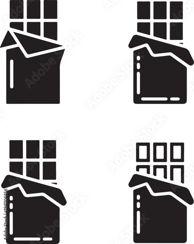 set of chocolate bar icon vector illustration isolated on white background
