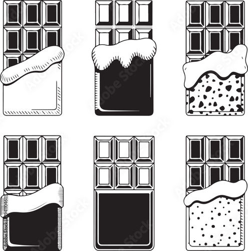 set of chocolate bar icon vector illustration isolated on white background