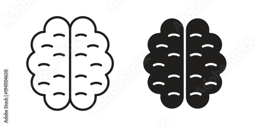 Brain icon, line pictogram on white.