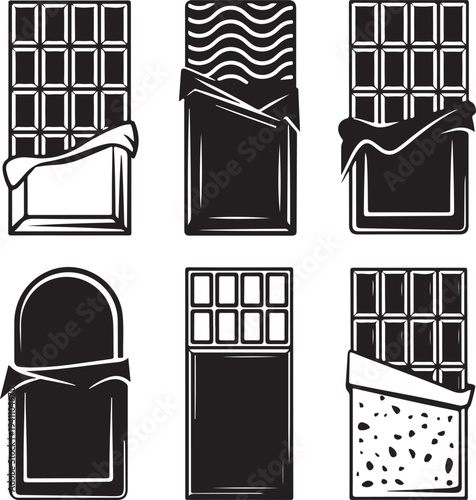 set of chocolate bar icon vector illustration isolated on white background