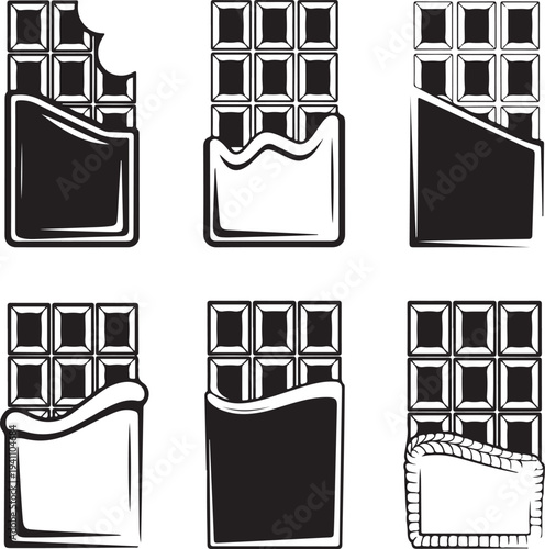 set of chocolate bar icon vector illustration isolated on white background