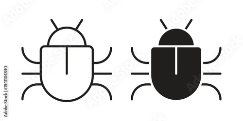 Bug icon, line pictogram on white.