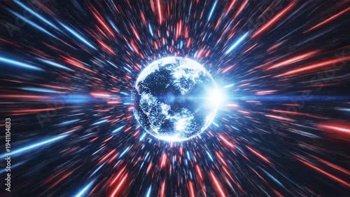 Cosmic energy burst light trail.