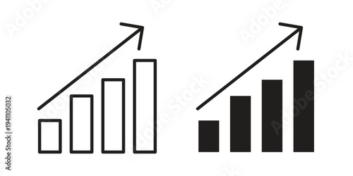 Business growth icon, line pictogram on white.