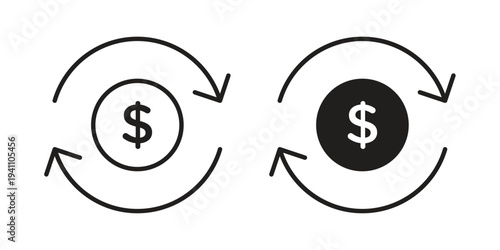 Cash flow icon, line pictogram on white.
