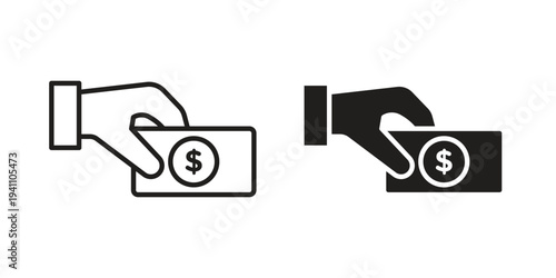 Cash on delivery icon, line pictogram on white.
